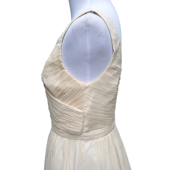 J. Crew Champagne Silk Chiffon Heidi Wedding Party Dress Style 93100 Sz 4 - Picture 8 of 16